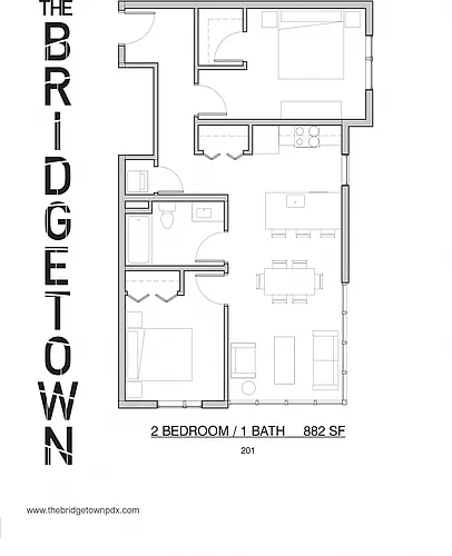 Floor plan Two Bed One Bath C