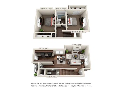 Floor plan 2 Bedroom / 1.5 Bathrooms