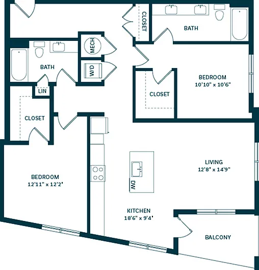 Discover the perfect blend of style and convenience in this modern two-bedroom apartment layout. Discover the perfect blend of style and convenience in this modern two-bedroom apartment layout.