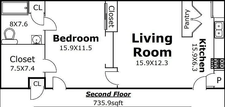 1 bed, 735 sqft, $1,025 — Photo 2