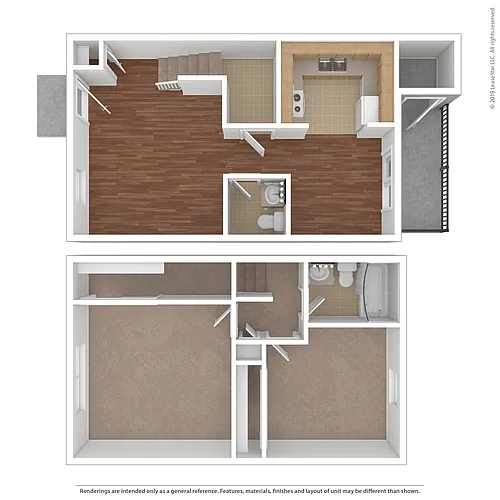 Floor plan 2 Bdrm Townhouse