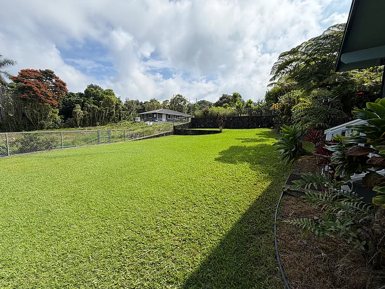 View of backyard and fence
