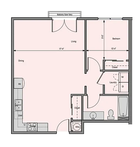Floor plan 1x1 - 720 SQFT
