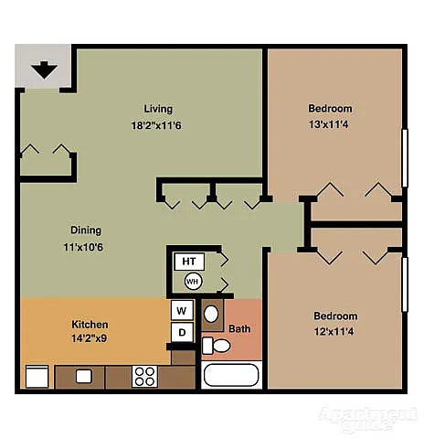 Floor plan 2 Bedroom Garden Apartment