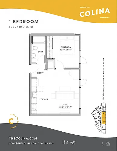 Floor plan 1x1 - B1-A West