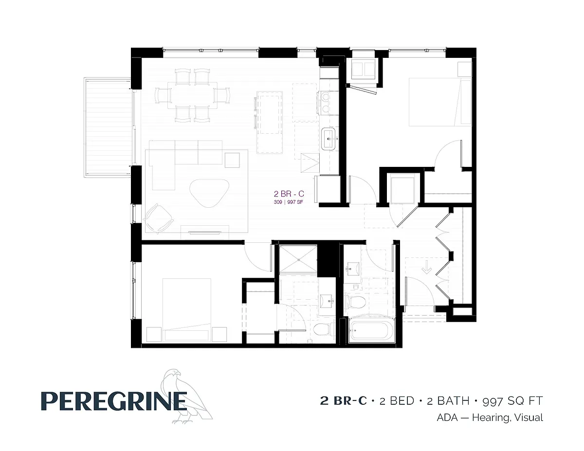 Floor plan 2 Bedroom C- ADA HV