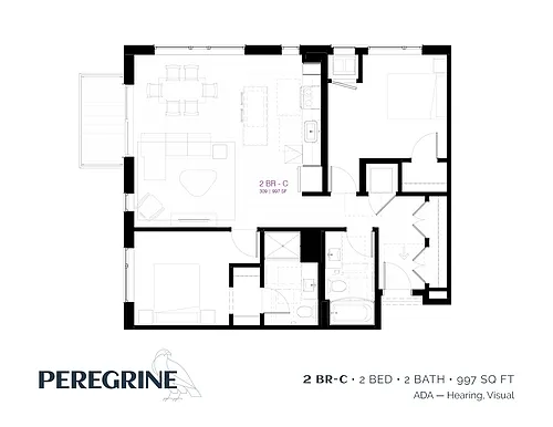 Floor plan 2 Bedroom C- ADA HV