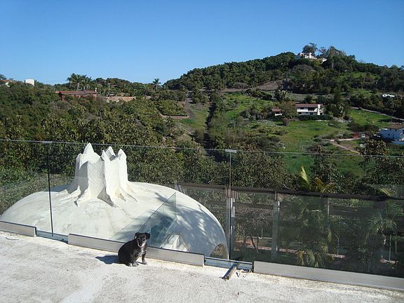 Palomar Mountain in distant horizon
						:
						a view to the east over the pool cubana