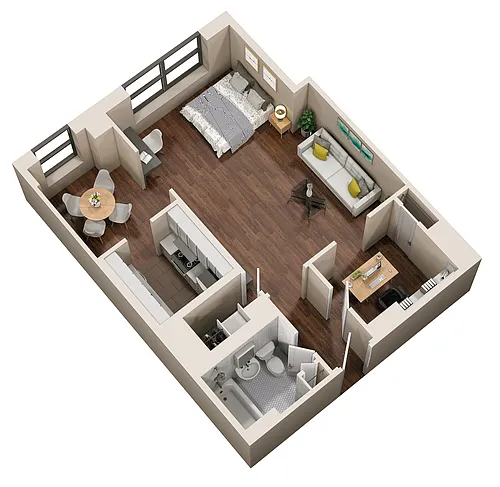 Floor plan 01 Open 1 bed