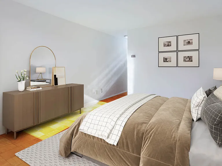 Bedroom with Parquet Flooring