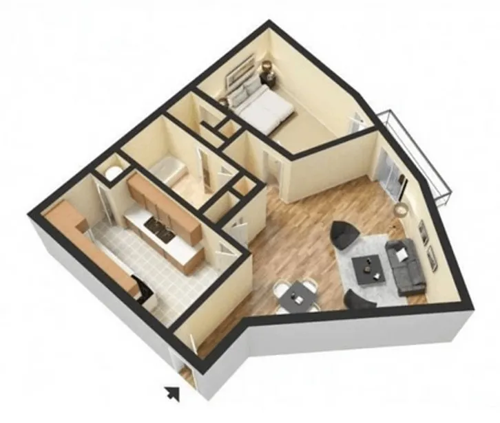 Floor plan 1 Bedroom 1 Bathroom