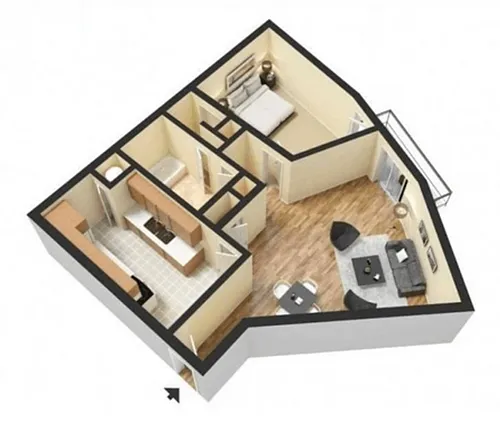 Floor plan 1 Bedroom 1 Bathroom