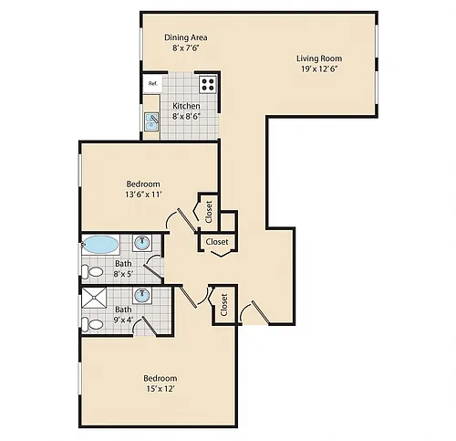 Floor plan 2 Bed / 2 Bath B3
