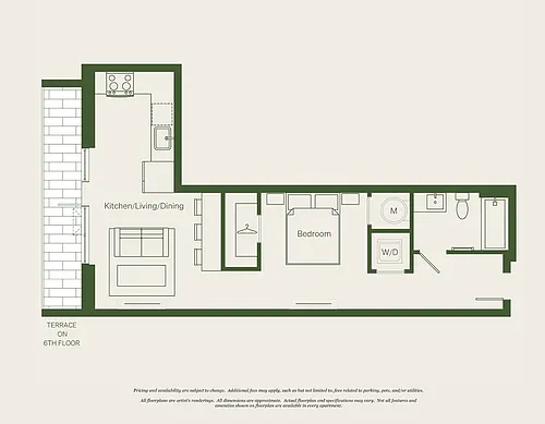 Floor plan Studio- 1 Bath | S13 - Reva
