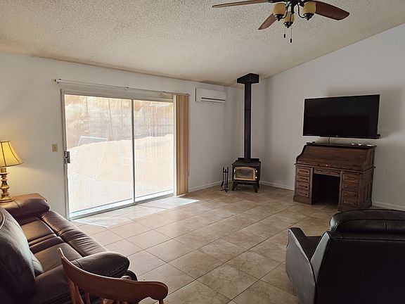 Living Room with wood burning stove.
