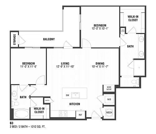 Floor plan 2 Bed/2 Bath