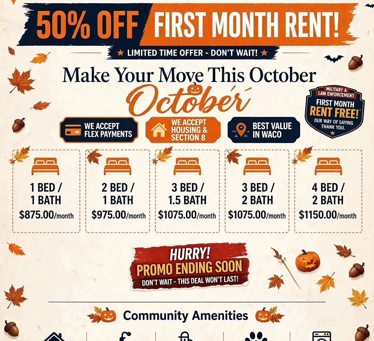 WACO APARTMENTS - 50% OFF First Month Rent, and Housing & Section 8 accepted — Photo 1