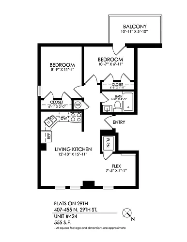 Floor plan 1 Bedroom, 1 Bath