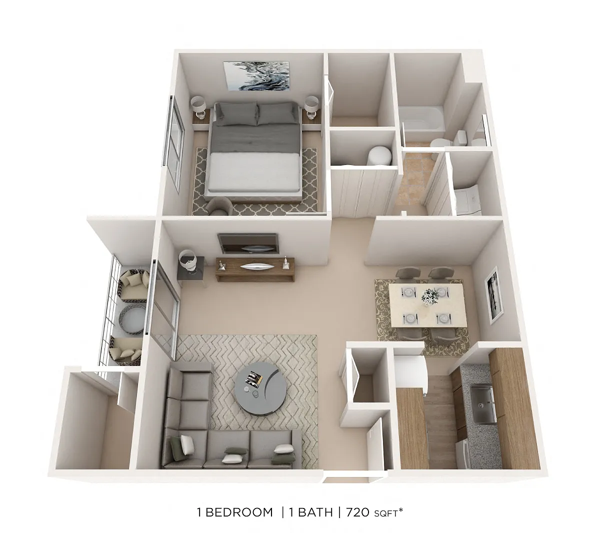 Floor plan One Bedroom - 720 sqft