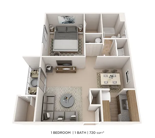 Floor plan One Bedroom - 720 sqft