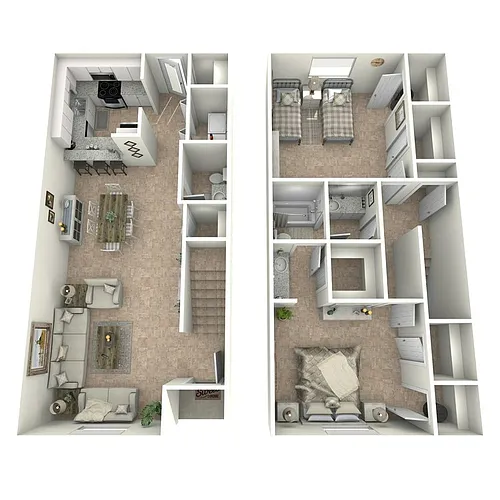 Floor plan 2X1.5 TH with W/D