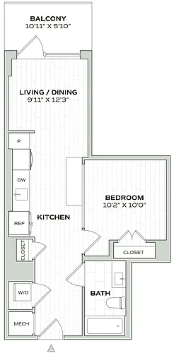 Floor plan 1 Bed/1 Bath Jr - Alula - A11