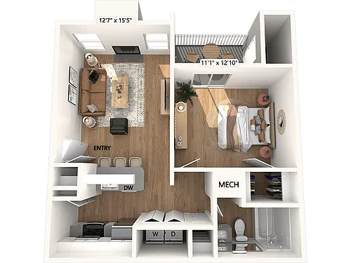 Floor plan A1-715sf-Renovated-II