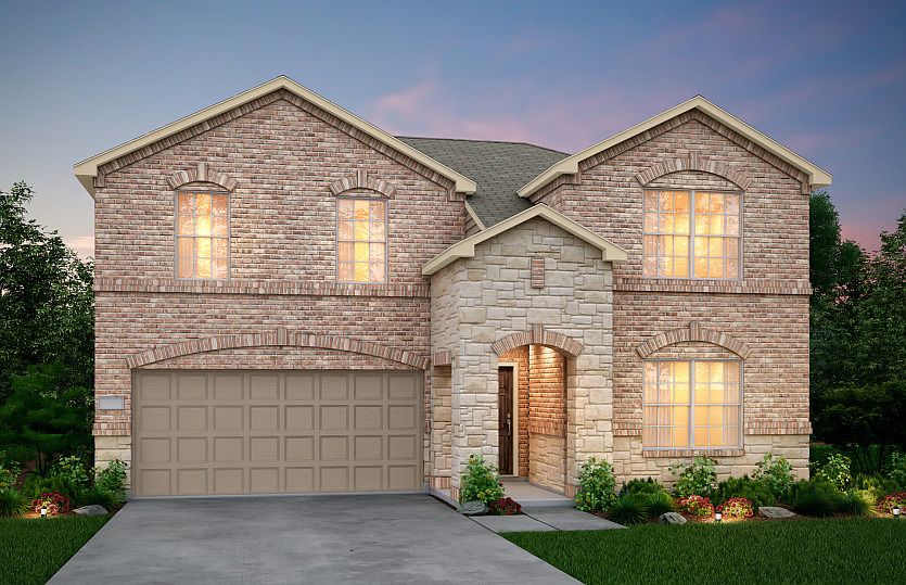 The La Salle, a two-story home with 2-car garage, shown with Home Exterior F