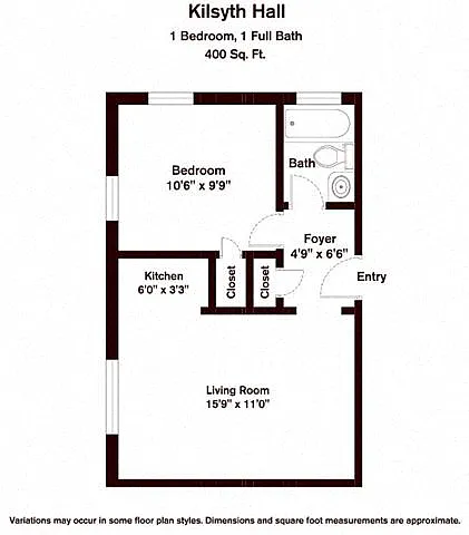 Floor plan 1 Bedroom/1 Bath