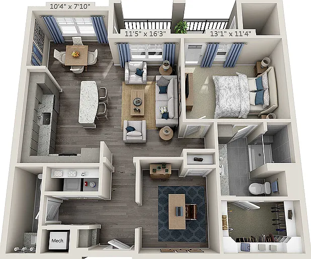 Floor plans are artist's rendering. All dimensions are approximate. Actual product and specifications may vary in dimension or detail. Not all features are available in every apartment. Prices and availability are subject to change. Floor plans are artist