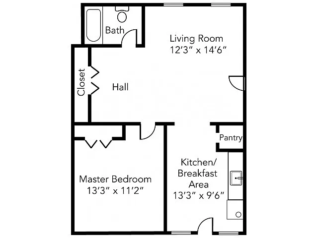 Floor plan 1BR/1BA Deluxe