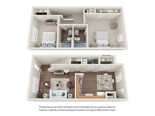 Floor plan 2 Bedroom Two Bathroom Townhouse