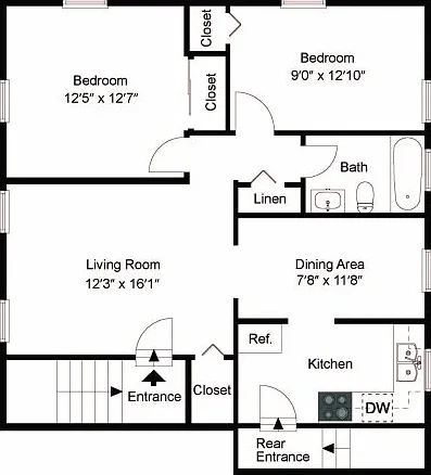 Two bedroom floor plan Two bedroom floor plan
