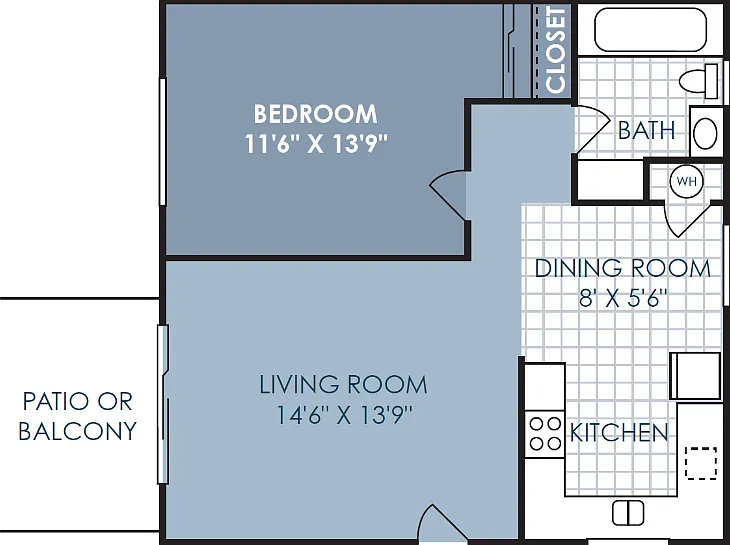 1 Bedroom 1 Bathroom A Floorplan Diagram