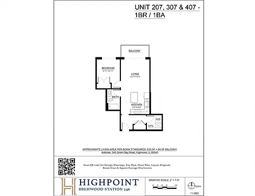 Floor plan 1 Bed 1 Bath