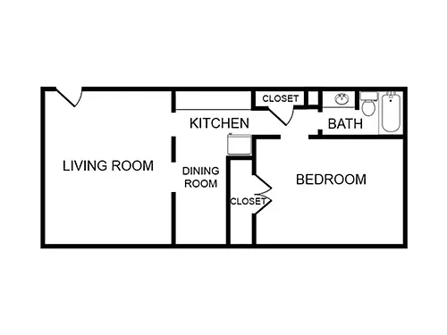 Floor plan 1 x 1 Large - Renovated