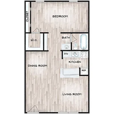 Floor plan One Bedroom One Bath