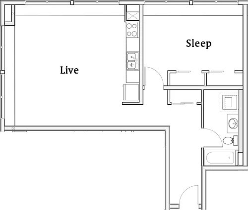 Floor plan 1 Bedroom F