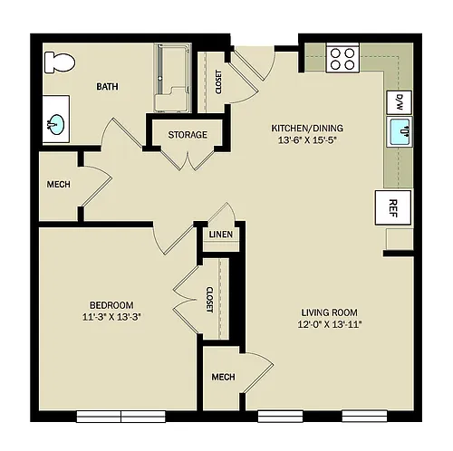 Floor plan 1 Bedroom