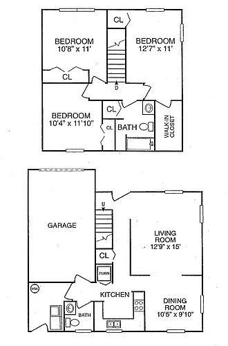 Floor plan 3 Bed 1.5 Bath | Duplex
