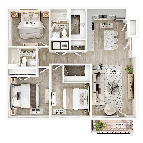 Floor plan 3 BR Aspen Summit