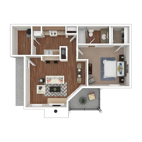 Floor plan One Bedroom One Bath Washer/D