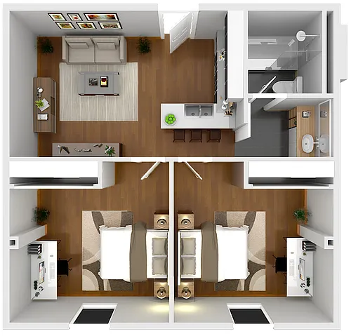 Floor plan 2 Bedroom and 1 Bath
