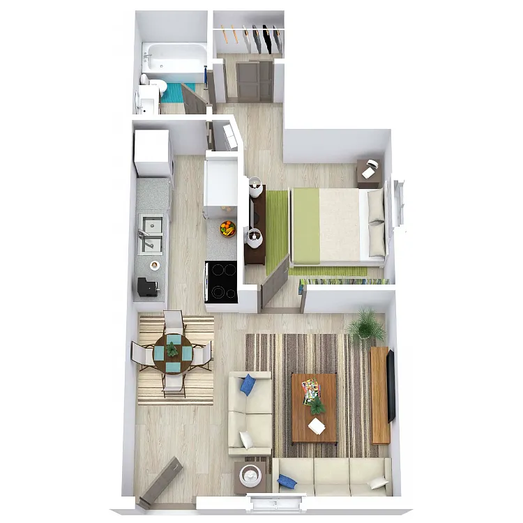 Floor plan 1 Bed 1 Bath 488