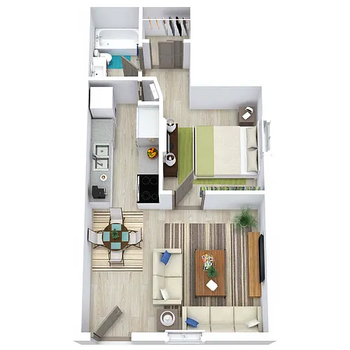 Floor plan 1 Bed 1 Bath 488