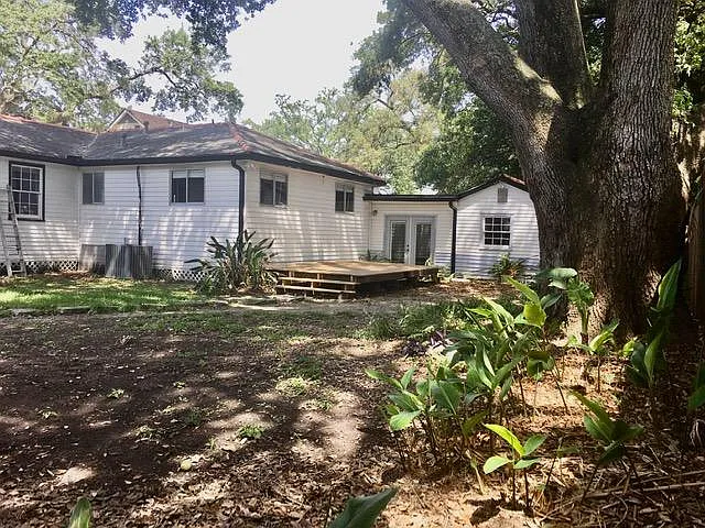 Deck in back yard.