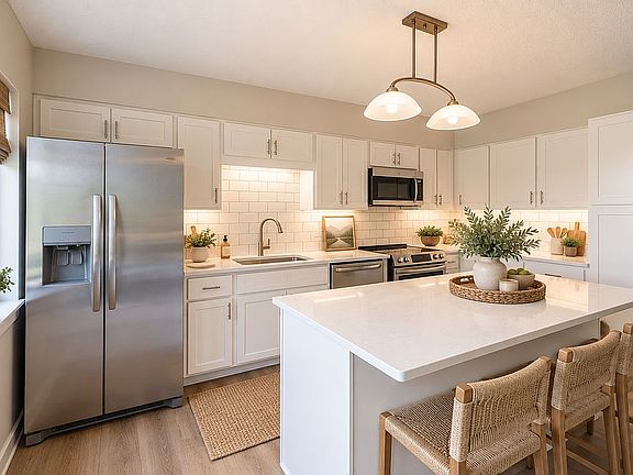 Kitchen and island