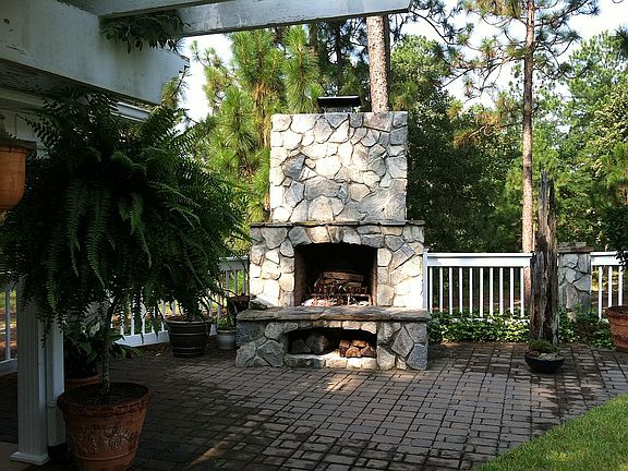 Outdoor fireplace and patio