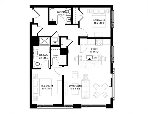 Floor plan 2 Bed/2 Bath-2.2E