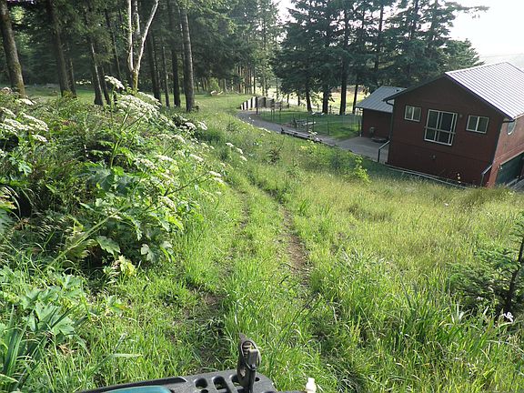 Behind house